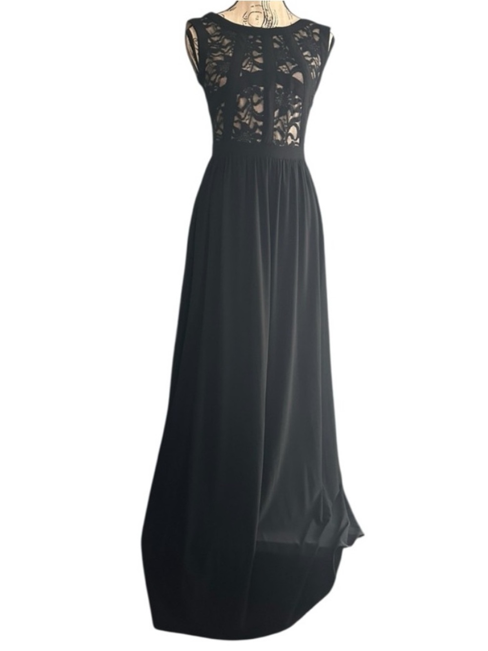 Black Lace Bodice Maxi Dress